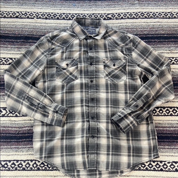 American Rag Gray Plaid Casual Button Down Shirt Men’s Medium - Picture 1 of 7